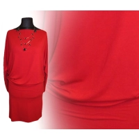 Sukienka Noemi z rękawem kimono i dekoltem łódka - czerwona